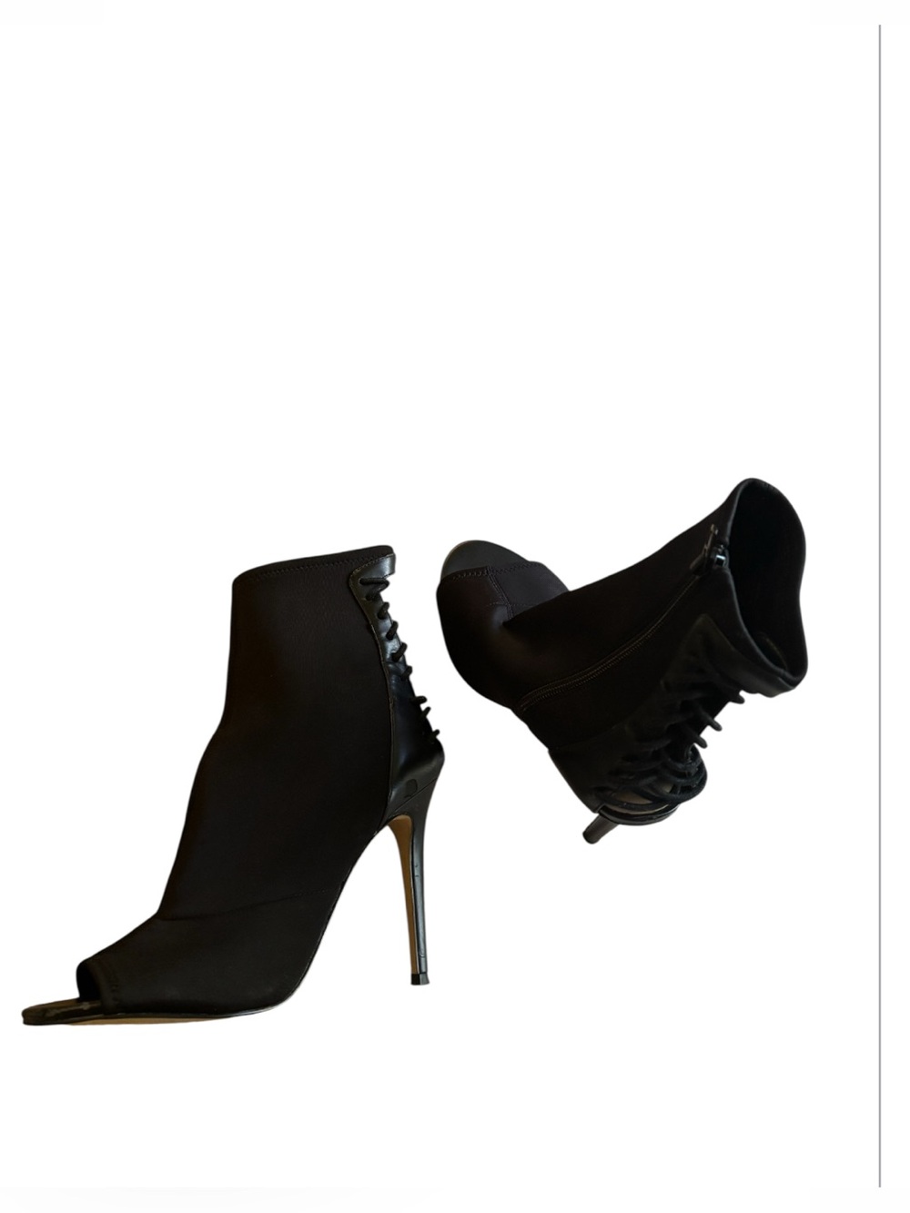 ALDO Black Peep Toe Lace-Up Ankle Bootie Stiletto Heels Women's Size 9